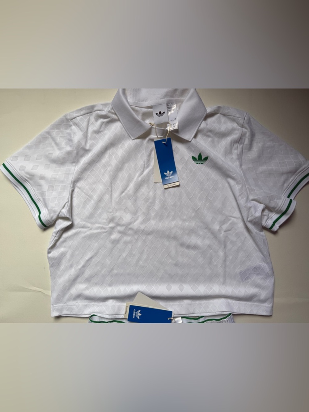 Adidas [M] Tennis Pro Women's Climacool Cropped Polo Shirt White/GreenJM4734 - Picture 9 of 14